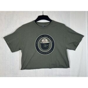 Smokey Bear Graphic Crop Top T-Shirt Olive Green Prevent Wildfires Large